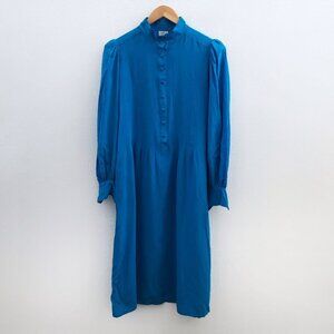 CASSIS Vintage Long Sleeve Button Down 100% Silk Midi Dress Size 6